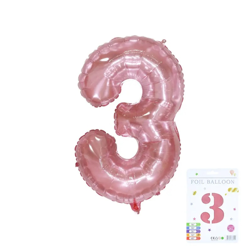 Crystal Jelly Number Balloon 40-inches Pink Number 3