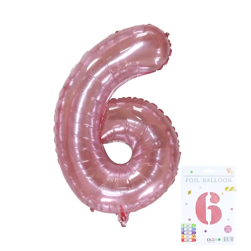 40-inch Candy Crystal Jelly Number Foil Balloon Number 6 Pink