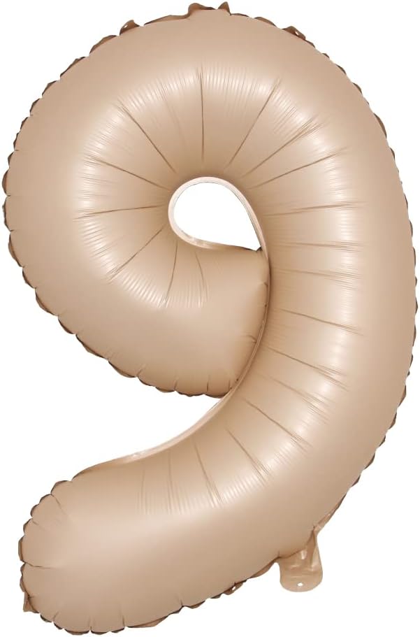 40-inches Large Foil Helium Number Balloon Cream Caramel Color 0-9