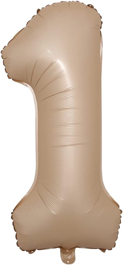 40-inches Large Foil Helium Number Balloon Cream Caramel Color 0-9