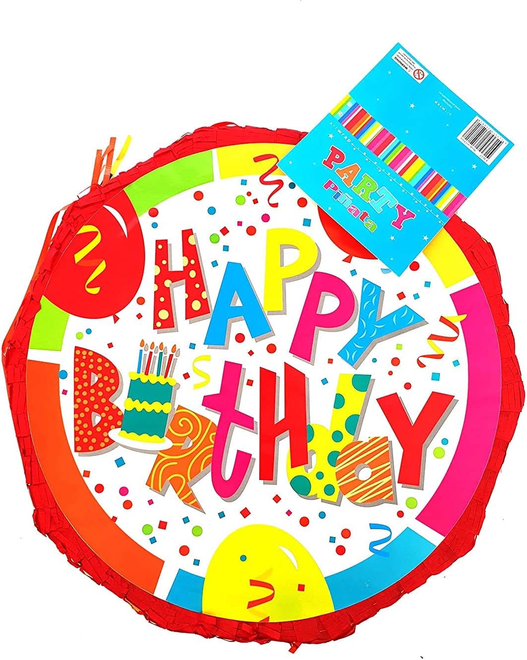Pull String Pinata Happy Birthday Red 45CM