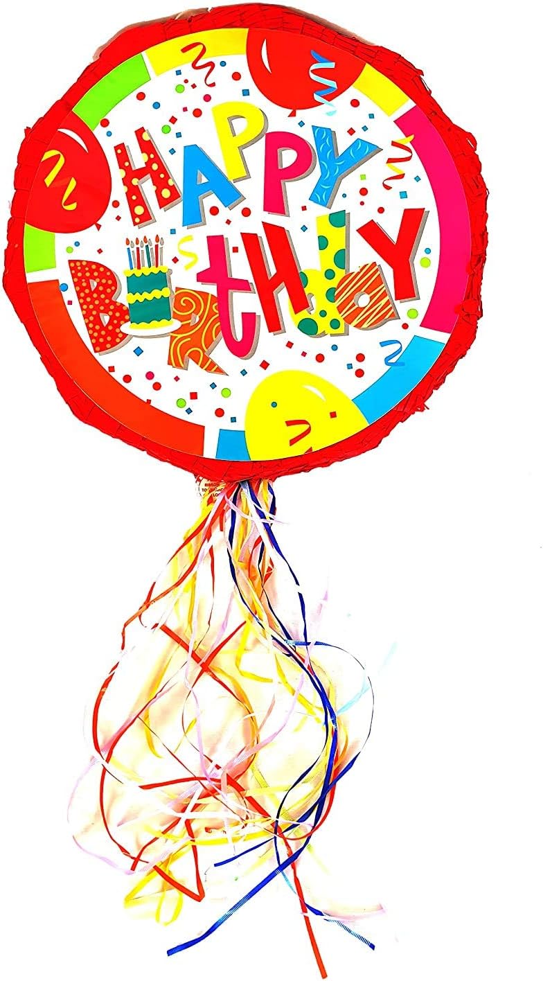 Pull String Pinata Happy Birthday Red 45CM