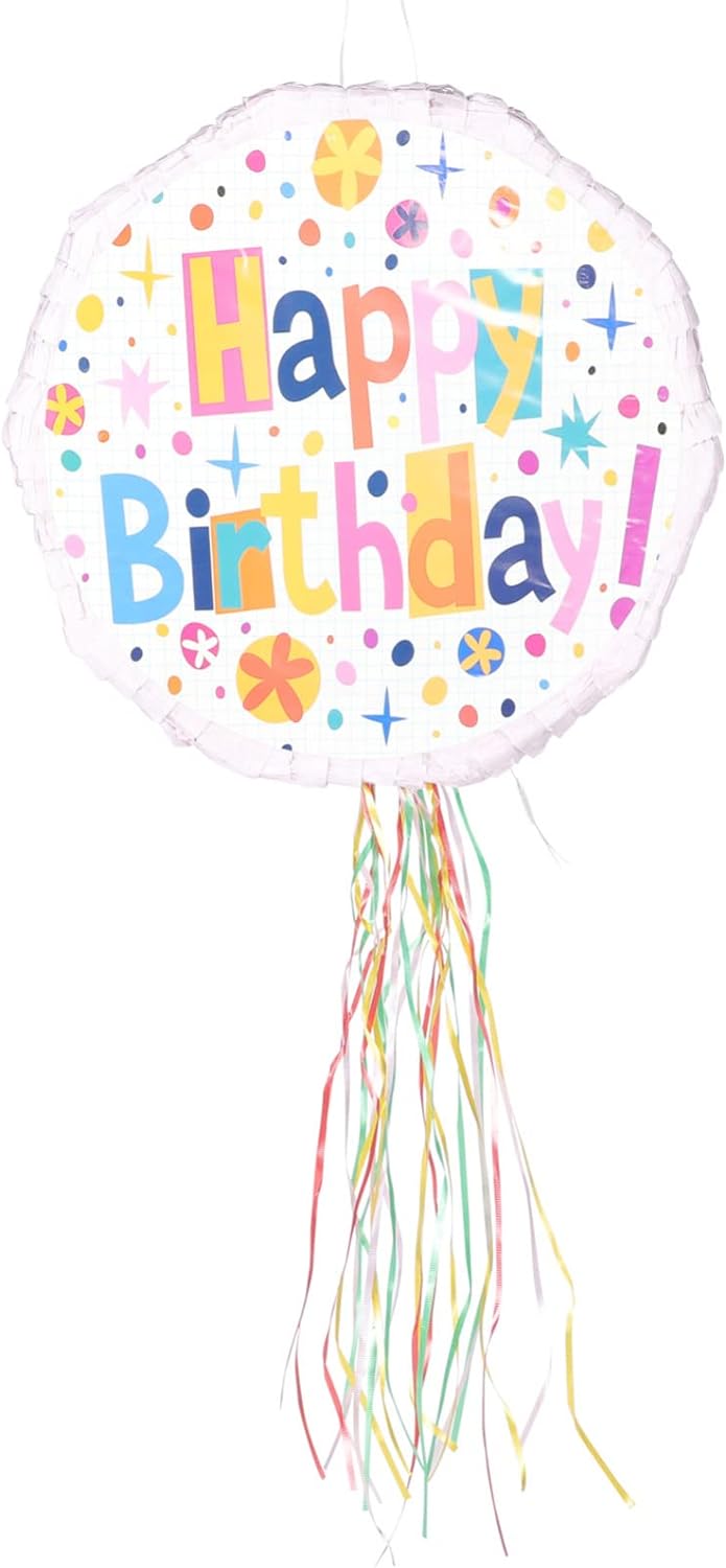 Happy Birthday Pull String Pinata Pink