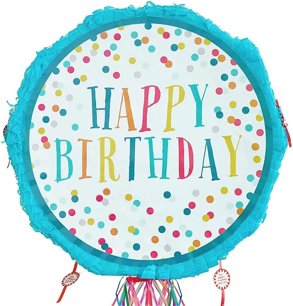 Pull String Polka Dots Happy Birthday Pinata