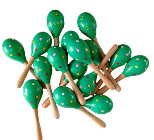 Musical Instrument Maracas Green Color Only 6-Pieces