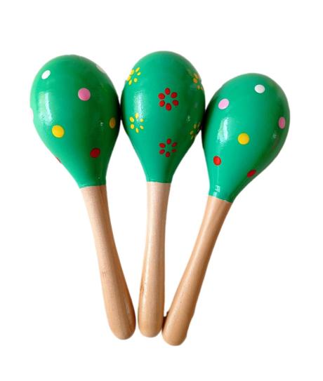 Musical Instrument Maracas Green Color Only 6-Pieces