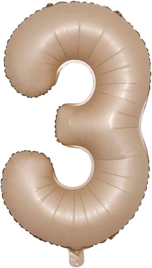40-inches Large Foil Helium Number Balloon Cream Caramel Color 0-9