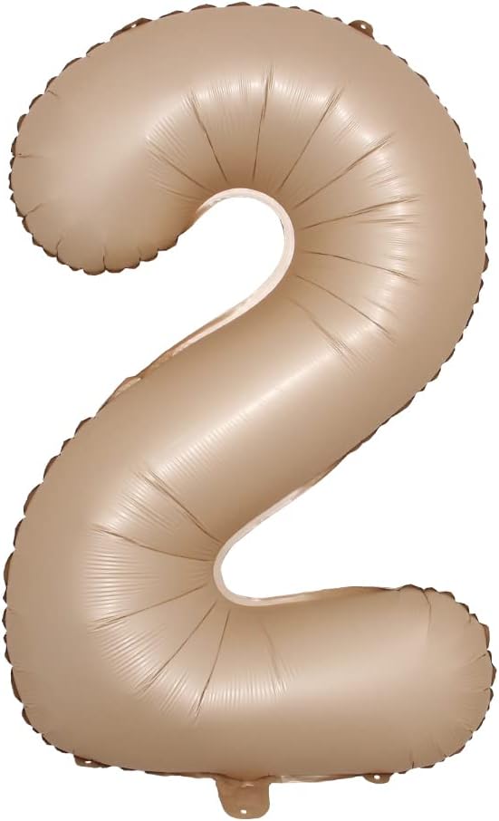 40-inches Large Foil Helium Number Balloon Cream Caramel Color 0-9