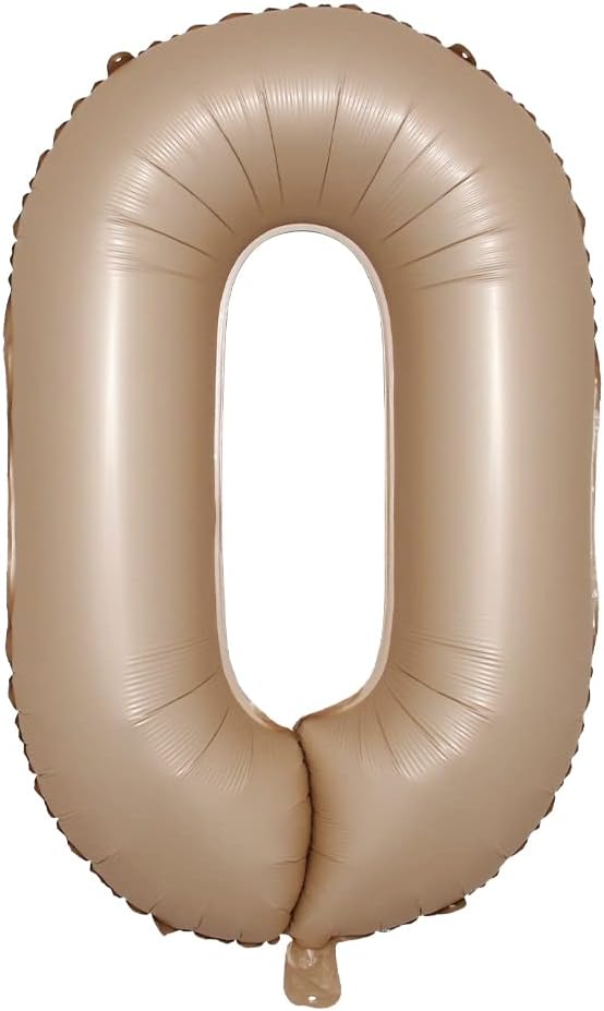 40-inches Large Foil Helium Number Balloon Cream Caramel Color 0-9